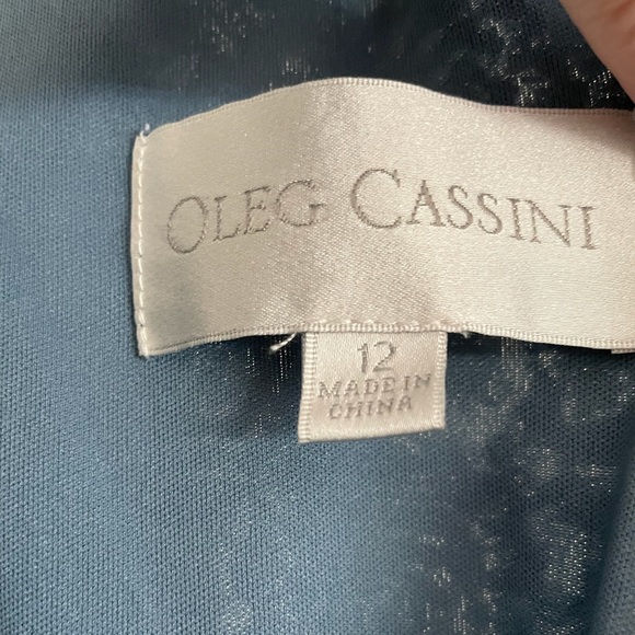 David’s Bridal Short Sleeve Lace Sequin Gown - Steel Blue - Picture 5 of 8